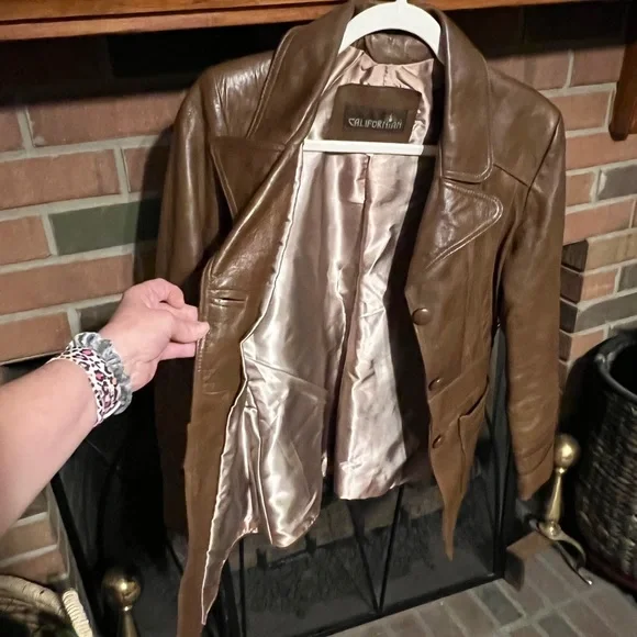SOLD!!! M 70s 80s Vintage Californian Cognac Bohemian Leather Jacket Disco Baby! - Picture 5 of 11